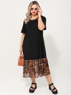 Платье трикотажное чёрное с брошью Dora(фото6)