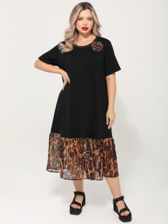 Платье трикотажное чёрное с брошью Dora(фото3)