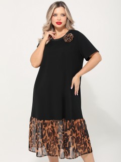 Платье трикотажное чёрное с брошью Dora(фото2)