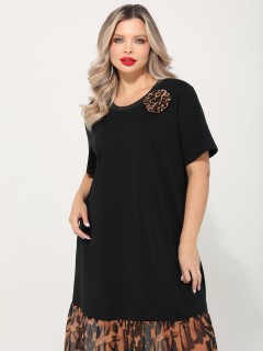 Платье трикотажное чёрное с брошью Dora(фото4)