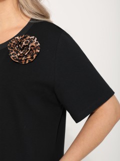 Платье трикотажное чёрное с брошью Dora(фото7)