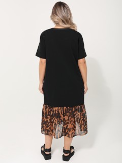 Платье трикотажное чёрное с брошью Dora(фото10)