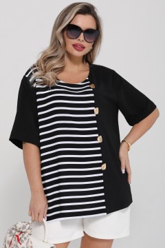 Блузка чёрная в полоску Dora
