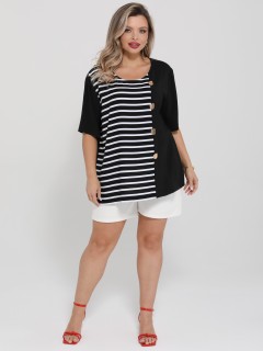 Блузка чёрная в полоску Dora(фото7)