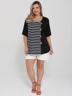 Блузка чёрная в полоску Dora(фото9)