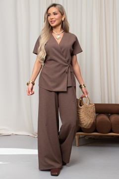 Брюки из льна шоколадного цвета Линда №1 Valentina