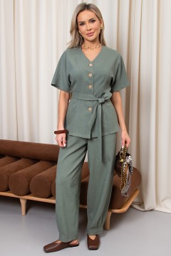 Брюки из льна оливкового цвета цвета Дженис №2 Valentina