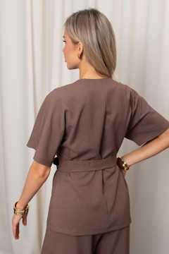 Жакет льняной шоколадного цвета Дженис №3 Valentina(фото6)