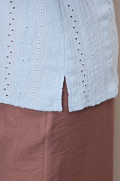 Блузка летняя голубая с коротким рукавом Гвинет №2 Valentina(фото4)