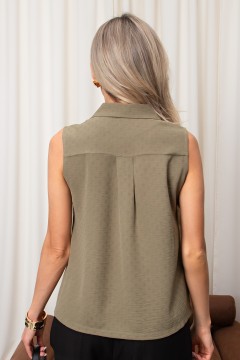 Блузка летняя без рукавов в цвете хаки Заряна №2 Valentina(фото6)