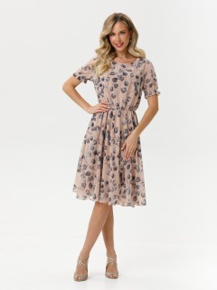 Платье шифоновое в цвете пудра с принтом Diolche(фото2)