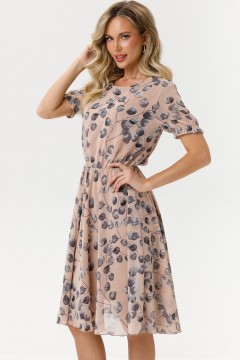 Платье шифоновое в цвете пудра с принтом Diolche