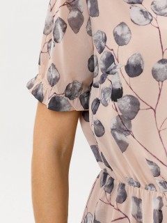 Платье шифоновое в цвете пудра с принтом Diolche(фото3)