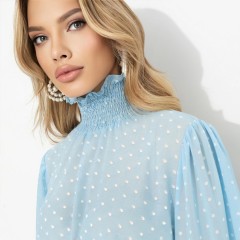 Блузка голубая в горошек Charutti(фото3)