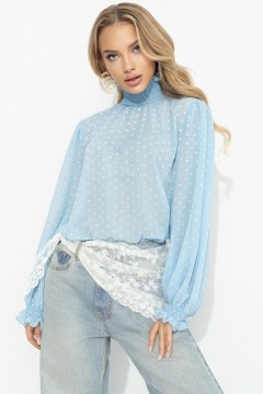 Блузка голубая в горошек Charutti