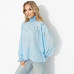 Блузка голубая в горошек Charutti(фото5)