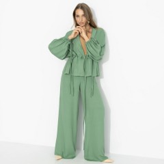 Костюм-двойка с брюками в зелёном цвете Charutti(фото7)