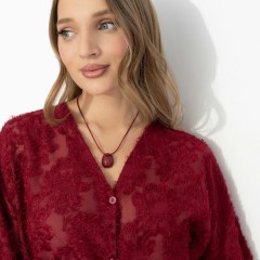 Блуза бордовая из фактурного шифона Charutti(фото4)