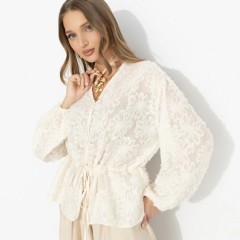 Блуза белая из фактурного шифона Charutti(фото2)