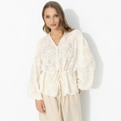 Блуза белая из фактурного шифона Charutti(фото4)