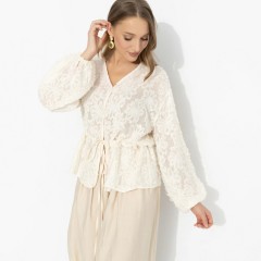 Блуза белая из фактурного шифона Charutti(фото6)