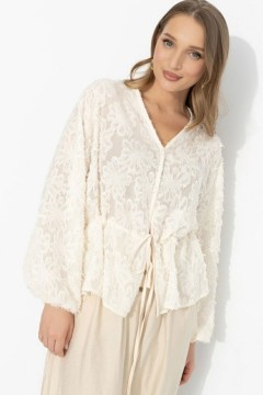 Блуза белая из фактурного шифона