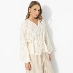 Блуза белая из фактурного шифона Charutti(фото8)