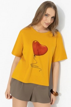 Футболка оранжевая с принтом