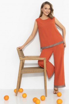 Костюм брючный оранжевый для эффектных выходов Charutti