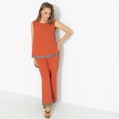 Костюм брючный оранжевый для эффектных выходов Charutti(фото4)