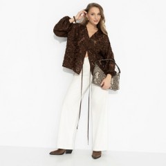 Блуза из фактурного шифона шоколадного цвета Charutti(фото2)