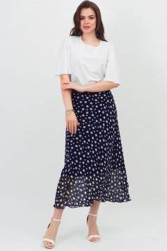 Юбка шифоновая тёмно-синяя в горошек Braslava
