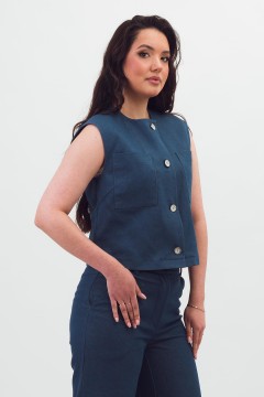 Жилет укороченный светло-синий Braslava(фото4)