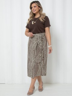 Юбка коричневая с принтом на запах Agata(фото3)