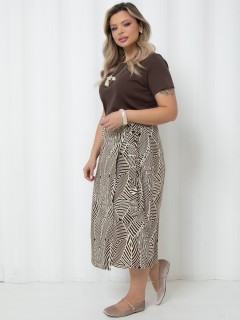 Юбка коричневая с принтом на запах Agata(фото4)