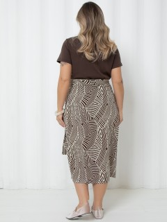 Юбка коричневая с принтом на запах Agata(фото5)