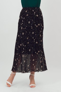 Юбка шифоновая чёрная с принтом Braslava(фото2)