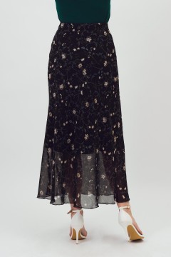 Юбка шифоновая чёрная с принтом Braslava(фото4)