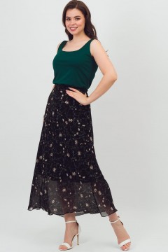 Юбка шифоновая чёрная с принтом Braslava