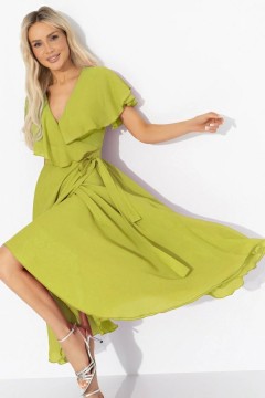 Платье шифоновое на запах в салатовом цвете Charutti