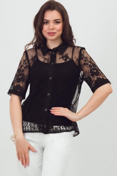 Рубашка чёрная кружевная Braslava