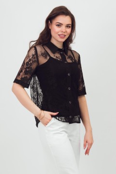 Рубашка чёрная кружевная Braslava(фото5)