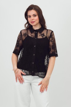 Рубашка чёрная кружевная Braslava(фото3)