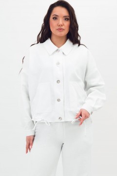 Бомбер белый из тонкого хлопка Braslava(фото3)