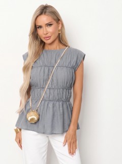 Блузка из хлопка серого цвета Jetty(фото3)
