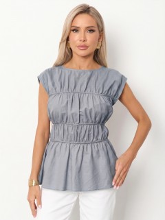 Блузка из хлопка серого цвета Jetty(фото4)