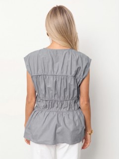 Блузка из хлопка серого цвета Jetty(фото5)