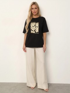 Футболка трикотажная чёрная с печатным принтом Jetty(фото2)