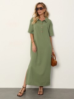 Платье-футболка из хлопка цвета хаки Jetty(фото2)