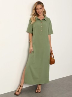 Платье-футболка из хлопка цвета хаки Jetty(фото4)